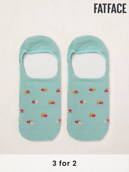 FatFace Green Floral Footsie Socks (AT9315) | £5