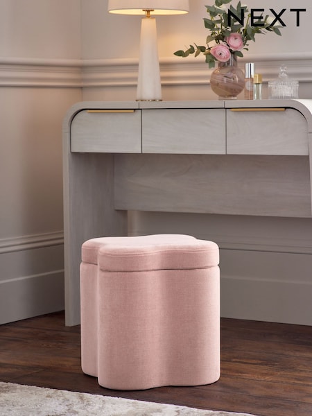 Opulent Chenille Light Pink Wave Storage Stool (AT9351) | £90