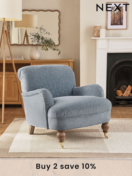 Cotswold Chenille Mid Blue Lilly Accent Chair (AT9353) | £375
