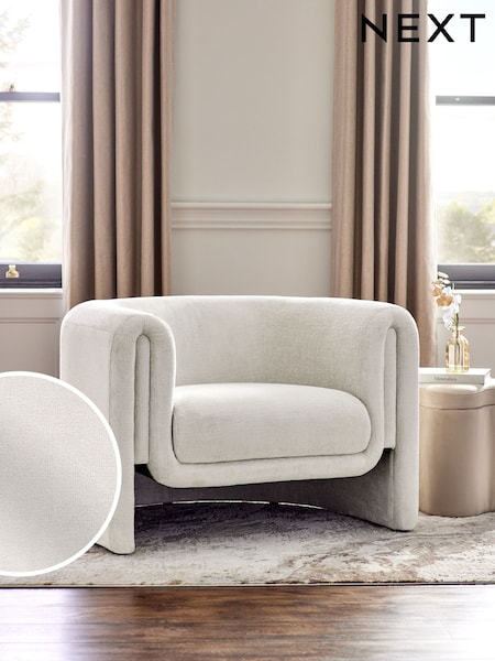 Plush Chenille Oyster Rana Accent Chair (AT9355) | £475