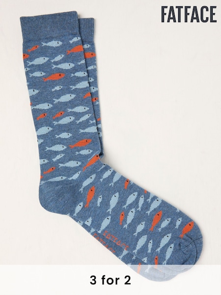 FatFace Blue Fish Socks (AT9373) | £7.50