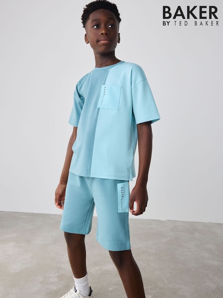 Baker by Ted Baker Blue Colourblock T-Shirt and Shorts Set (AT9381) | £32 - £39
