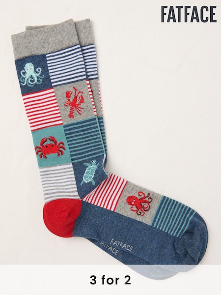 FatFace Grey Sealife Socks (AT9391) | £7.50