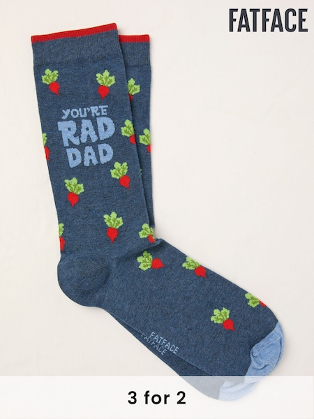FatFace Blue Rad Dad Socks (AT9393) | £7.50