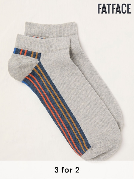 FatFace Grey Stripe Trainer Socks (AT9394) | £6