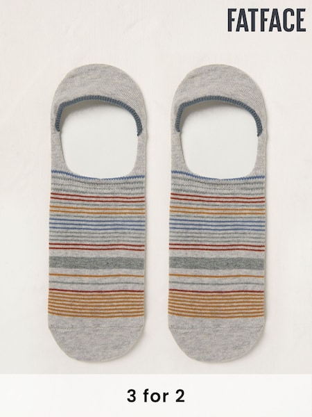 FatFace Grey Stripe Footsie Socks (AT9396) | £5