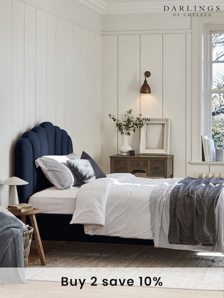 Darlings Of Chelsea French Navy Blue Snowdon Upholstered Bed (AT9452) | £2,217 - £3,131