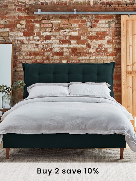 Darlings Of Chelsea Mallard Black Lyndhurst Buttoned Upholstered Bed (AT9461) | £2,528 - £3,588