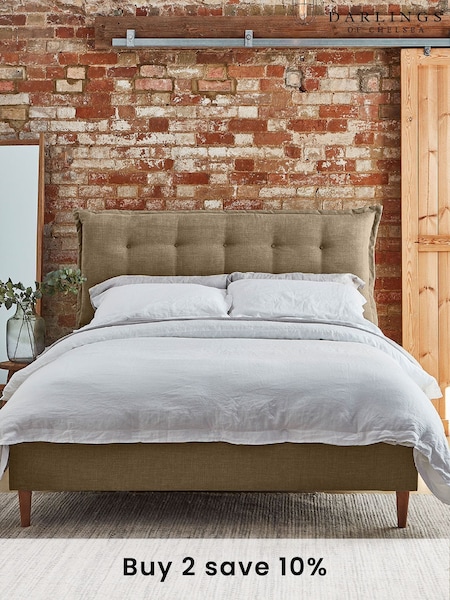 Darlings Of Chelsea Paintbrush Natural Lyndhurst Buttoned Upholstered Bed (AT9469) | £2,634 - £3,737