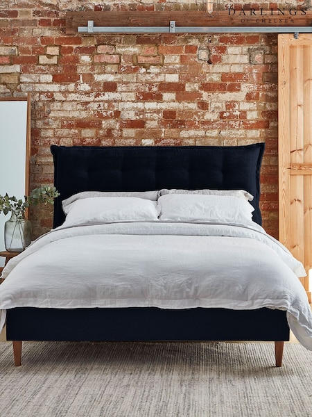 Darlings Of Chelsea French Navy Blue Lyndhurst Buttoned Upholstered Bed (AT9476) | £2,107 - £2,990