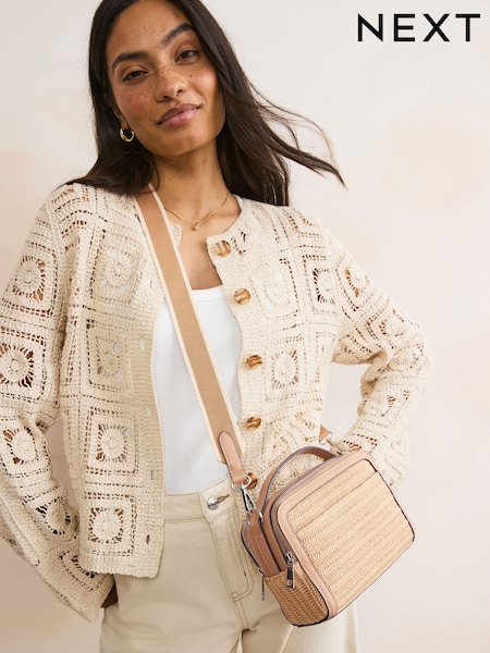 Tan Brown Raffia Camera Bag (AT9519) | £30
