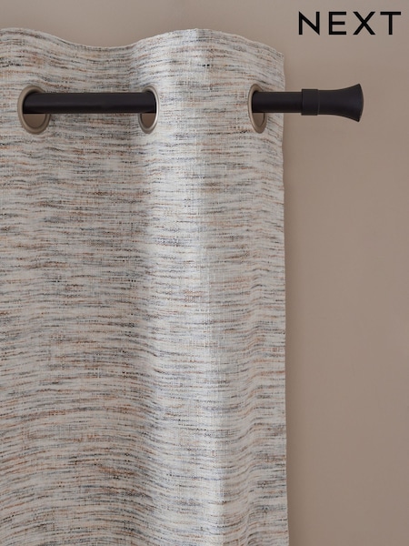 Natural Multi Chenille Lined Eyelet Curtains (AT9536) | £65 - £145