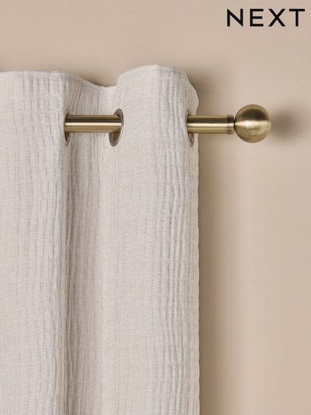 White Crinkle Chenille Eyelet Lined Curtains (AT9553) | £65 - £145