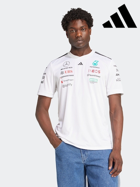 adidas White/Black Mercedes AMG Petronas Formula One Team White Driver Jersey (AT9563) | £75