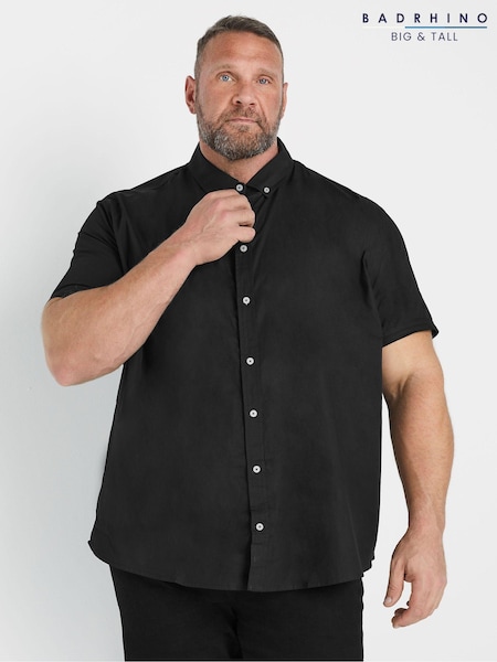 BadRhino Big & Tall Black Short Sleeve Poplin 100% Cotton Shirts 2 Pack (AT9654) | £45