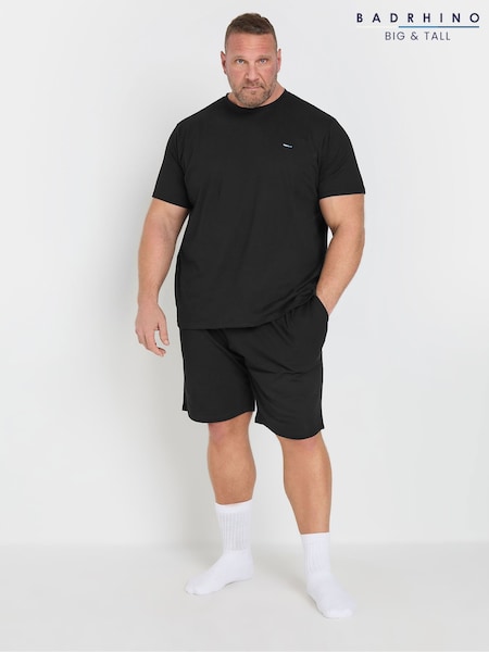 BadRhino Big & Tall Black Lounge 100% Cotton Shorts & T-Shirt Set (AT9662) | £26