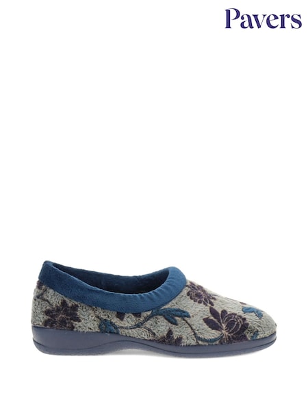Pavers Blue Faux Fur Full Slippers (AT9682) | £25