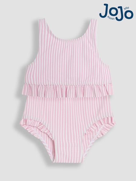 JoJo Maman Bébé Pink Stripe Swimsuit 2 Piece (AT9872) | £19 - £21