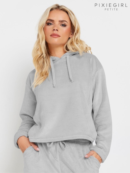 PixieGirl Petite Grey Lounge Fleece Crop Hoodie (AT9904) | £27