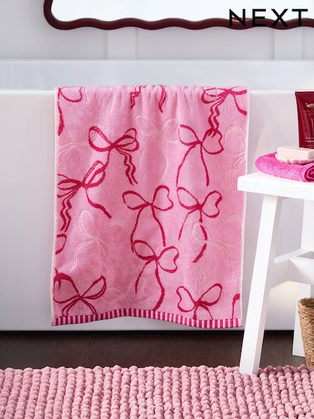 Pink Bow 100% Cotton Towel (AU0012) | £8 - £18