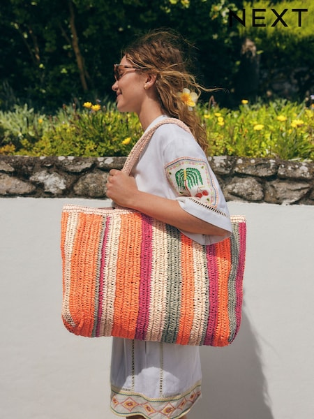 Orange Straw Shoulder Bag (AU0086) | £45