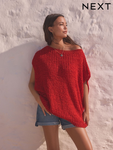Red Slouchy Knit Tank (AU0102) | £35