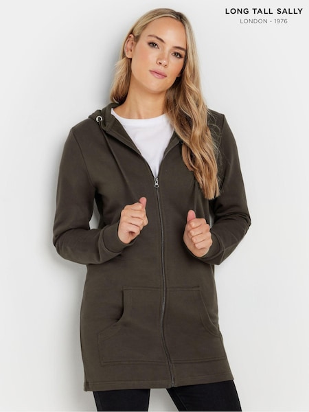 Long Tall Sally Brown Long Line Zip Hoodie (AU0236) | £39