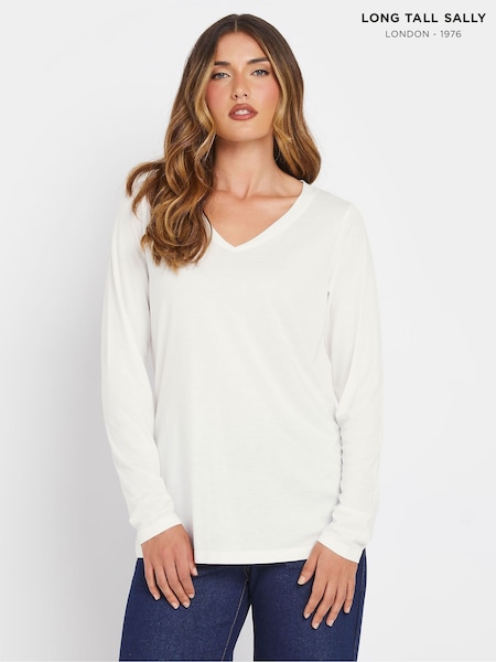 Long Tall Sally Cream Premium Long Sleeve T-Shirt (AU0273) | £21