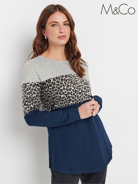 M&Co Grey Colourblock Top (AU0361) | £30