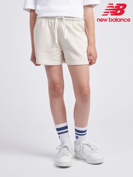 New Balance White Small Girls Logo Shorts (AU0402) | £35 - £42