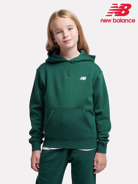 New Balance Green Small Girls Brush Back Logo Hoodie (AU0418) | £50 - £60
