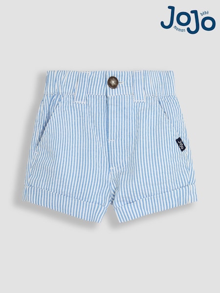JoJo Maman Bébé Blue Seersucker Stripe Shorts (AU0429) | £18 - £21