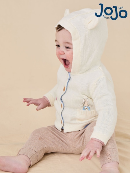 JoJo Maman Bébé Cream Peter Rabbit™ Embroidered Cardigan (AU0450) | £30 - £32