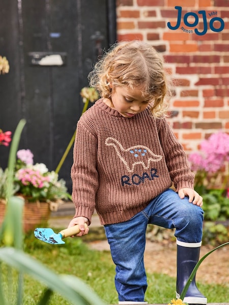 JoJo Maman Bébé Brown Embroidered Jumper (AU0475) | £26 - £29