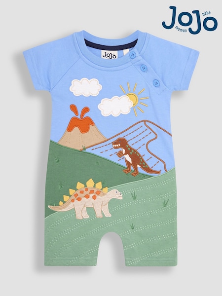 JoJo Maman Bébé Blue Appliqué Romper (AU0487) | £20 - £21