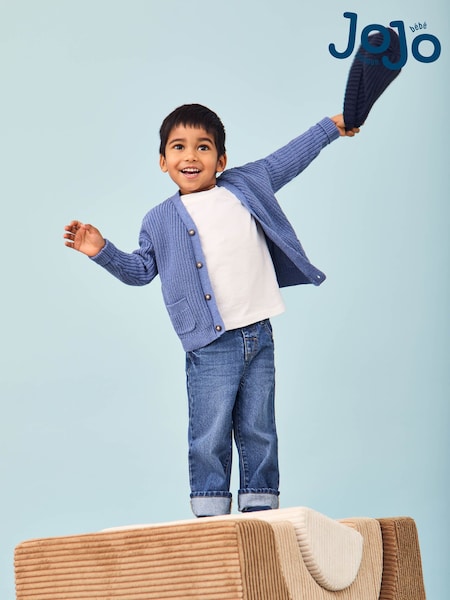 JoJo Maman Bébé Blue Classic Cardigan (AU0618) | £24 - £26