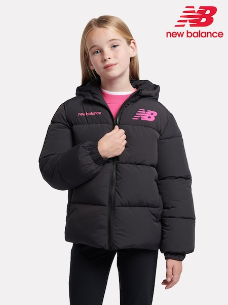 New Balance Black Girls Graphic Logo Coat (AU0656) | £95 - £114
