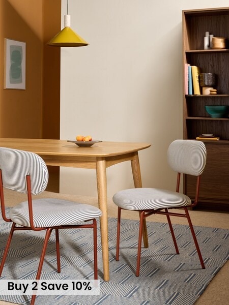 MADE.COM Set of 2 Fine Stripe Charcoal and Red Legs Clemmie Dining Chairs (AU0663) | £169