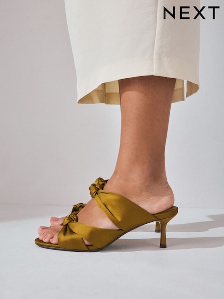 Green Forever Comfort® Round Toe Twist Detail Low Heel Mules (AU0824) | £38