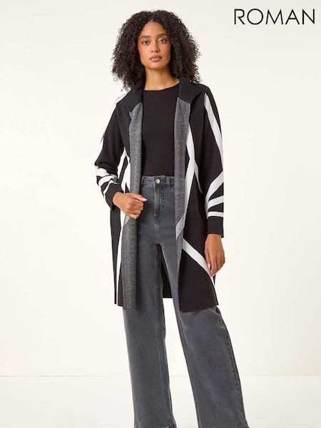 Roman Black Abstract Patterned Cardigan (AU0856) | £45
