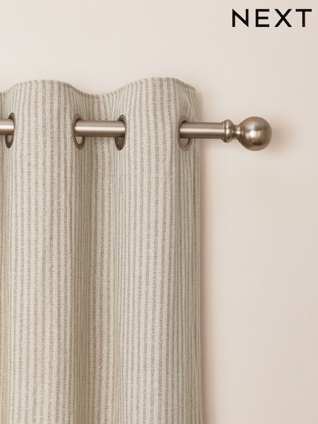 Natural Brushed Stripe Lined Eyelet Curtains (AU0892) | £55 - £130