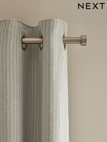Blue Brushed Stripe Lined Eyelet Curtains (AU0893) | £55 - £130