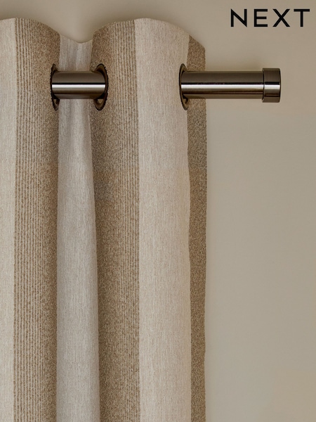 Natural Block Woven Stripe Eyelet Eyelet Curtains (AU0906) | £45 - £110