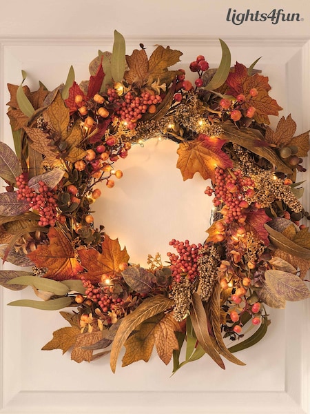 Lights4fun Prelit Autumnal Wreath