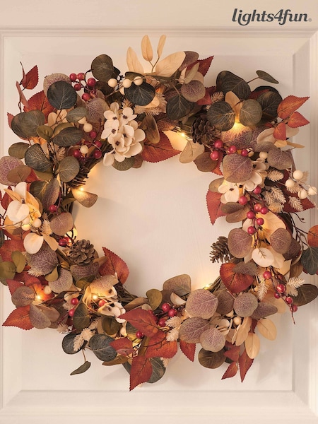 Lights4fun Autumnal Wreath With Warm White Leds