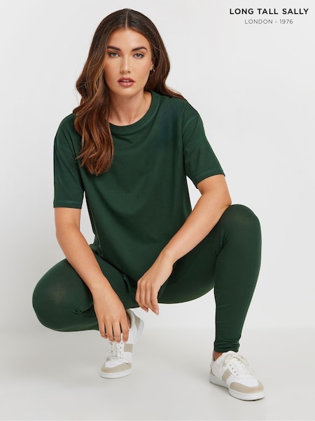Long Tall Sally Green Premium Long Sleeve 100% Cotton T-Shirt (AU1031) | £33