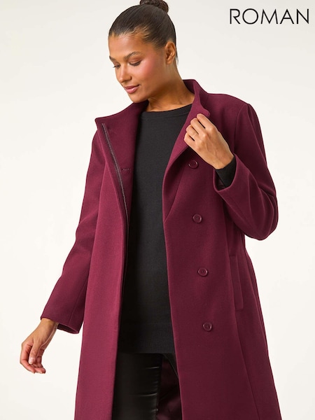 Roman Red Tailored Funnel Neck Coat (AU1035) | £85