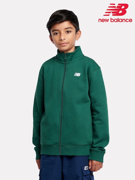 New Balance Green Boys Brush Back Small Logo Funnel Neck Hoodie (AU1146) | £50 - £60