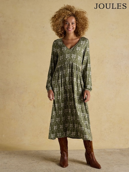 Nia Green Long Sleeve Midaxi Dress (AU1211) | £45