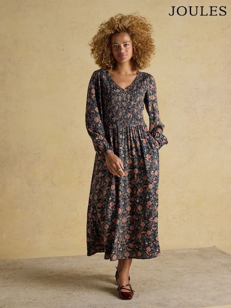 Joules Lilliana Navy Shirred Dress (AU1223) | £59